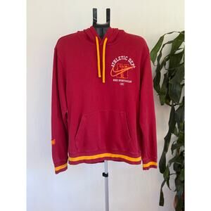 Nike Sportswear Men's Red & Yellow Retro Club Fleece Pullover Hoodie - Medium